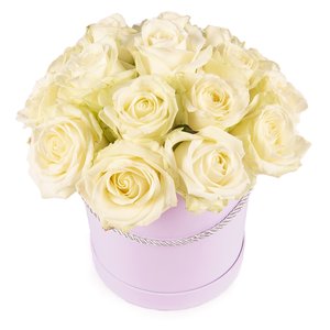 Walentynki Flower Box Białe róże